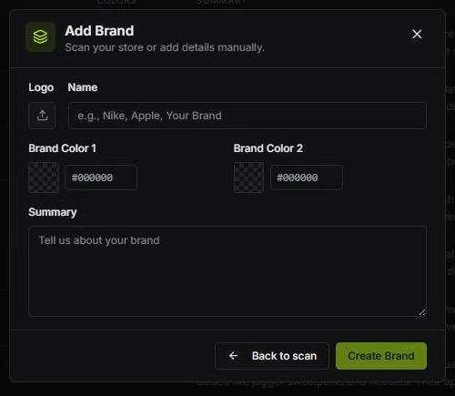 Manual brand detail fields