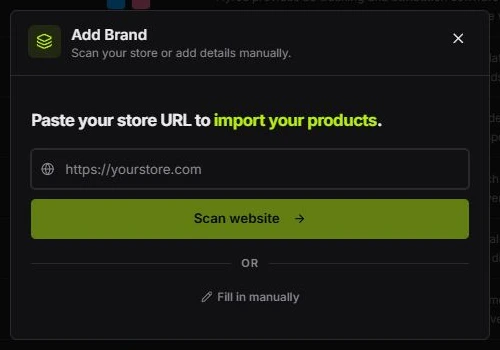 Add Brand scan dialog