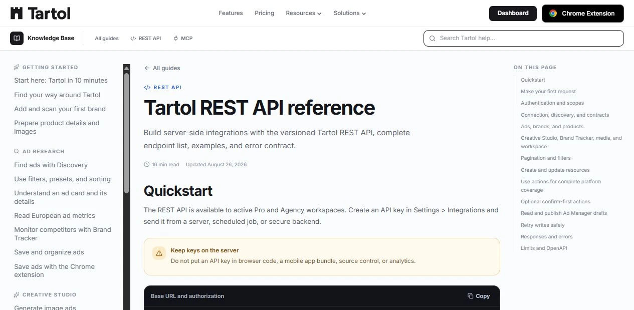 REST API reference quickstart