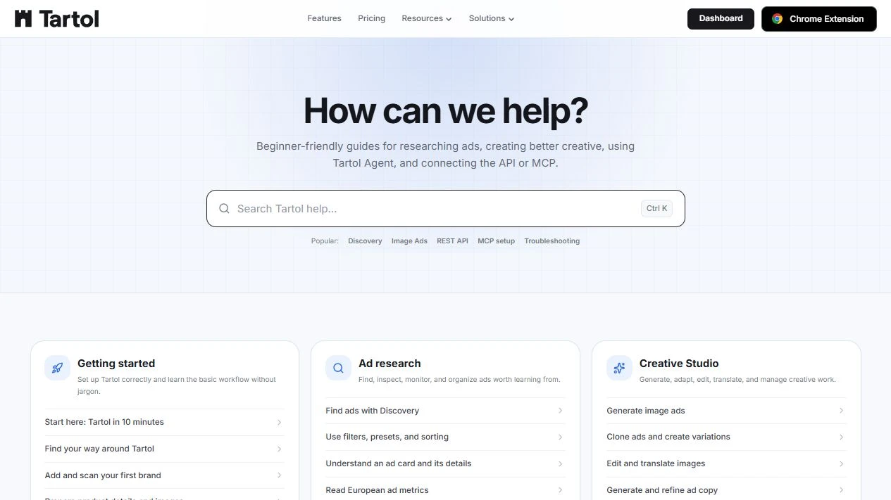 Knowledge Base home with its search field