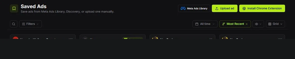Saved Ads toolbar
