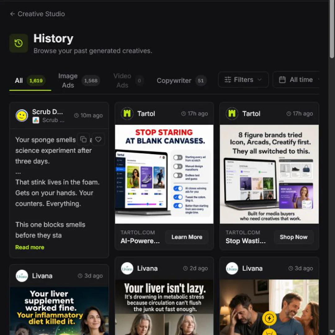 Creative History tabs