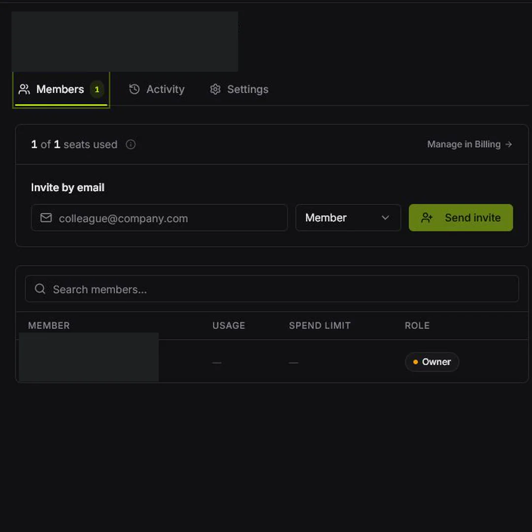 Workspace Members tab