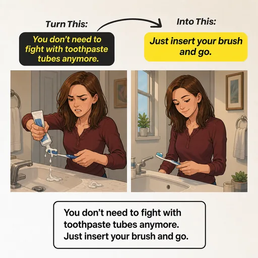 Toothbrush ad comparing before and after
